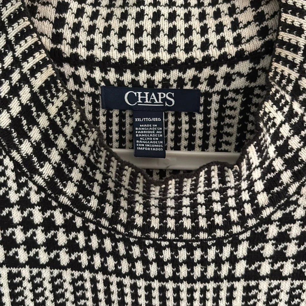 Chaps Black and White Checkered Midi Dress - Picture 3 of 4